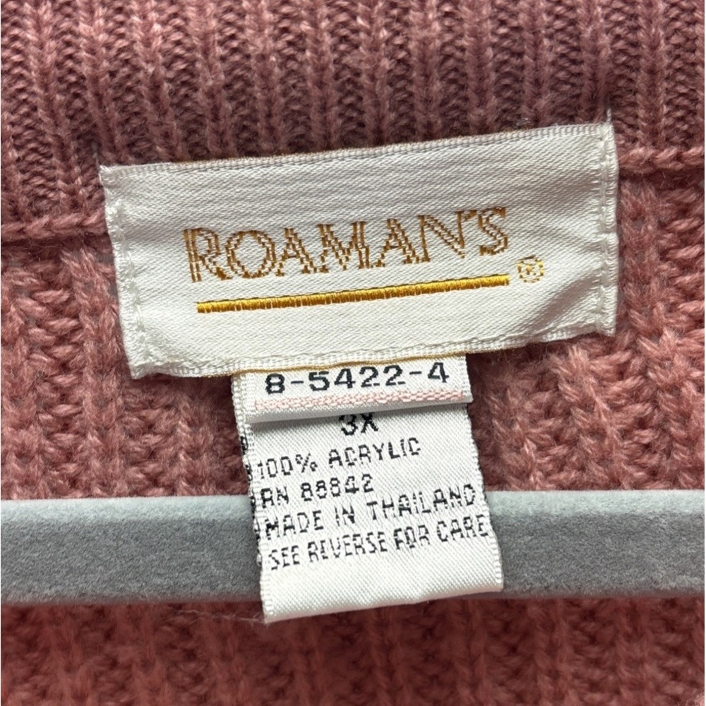 Roaman's Women's 3X Pink Chunky Knit Sweater Acrylic Oversized Pullover Plus - Picture 3 of 4